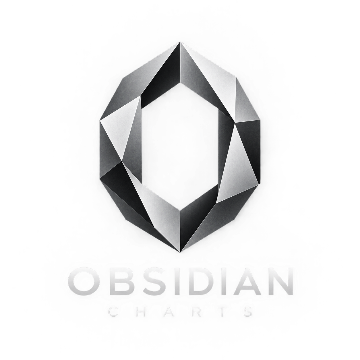 Obsidian Charts silver faceted O logo